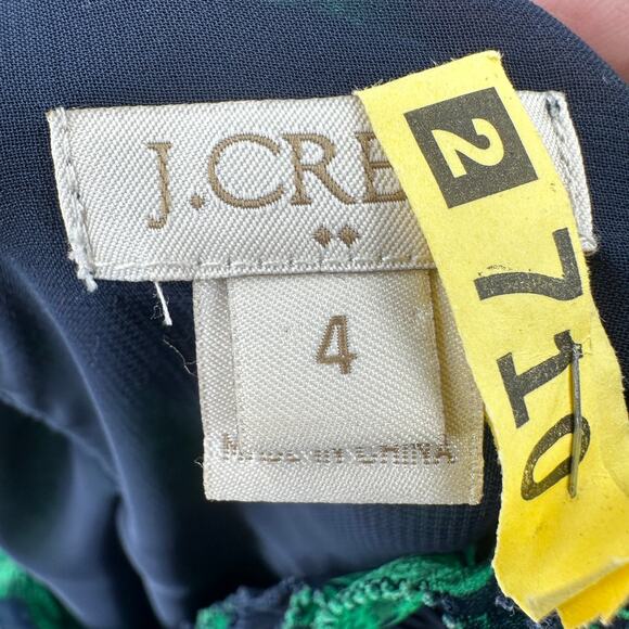 J.Crew Ruffle Crew Neck Top WMN 4 Navy Blue/Green Beanstalk Stripe A9171 Blouse - Picture 8 of 11